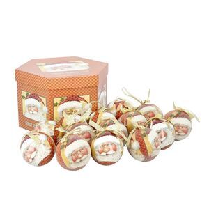 Christmas Decoration Balls and Ribbon Set of 14pcs